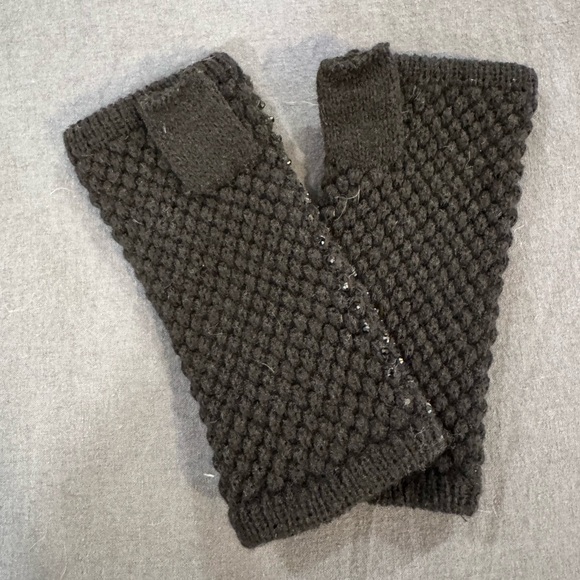 Black Rhinestone Mittens - Picture 2 of 2